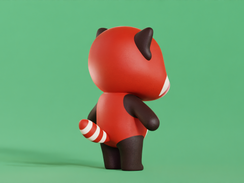 Red Panda Cartoon Character Chibi Kawaii Model 3D