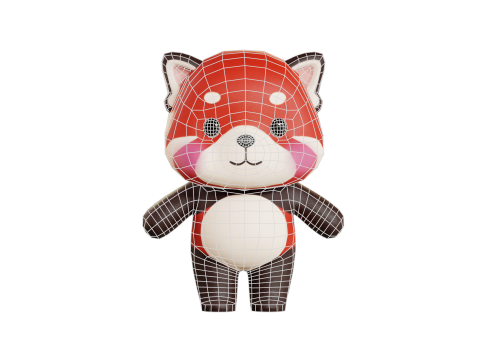 Red Panda Cartoon Character Chibi Kawaii Model 3D