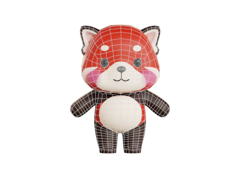 Red Panda Cartoon Character Chibi Kawaii 3D Model