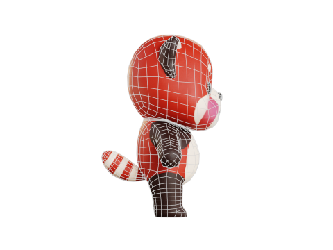 Red Panda Cartoon Character Chibi Kawaii Model 3D