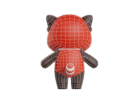 Red Panda Cartoon Character Chibi Kawaii Model 3D
