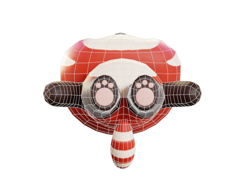 Red Panda Cartoon Character Chibi Kawaii Model 3D