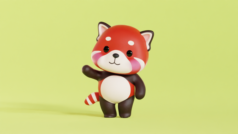 Red Panda Character Cartoon Chibi Kawaii Rigged Animated Modèle 3D .c4d .max .obj .3ds .fbx .stl .blend 