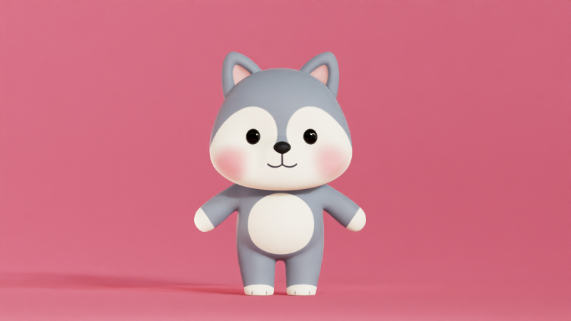 Wolf Cartoon Character Chibi Kawaii 3D Model .c4d .max .obj .3ds .fbx .stl .blend