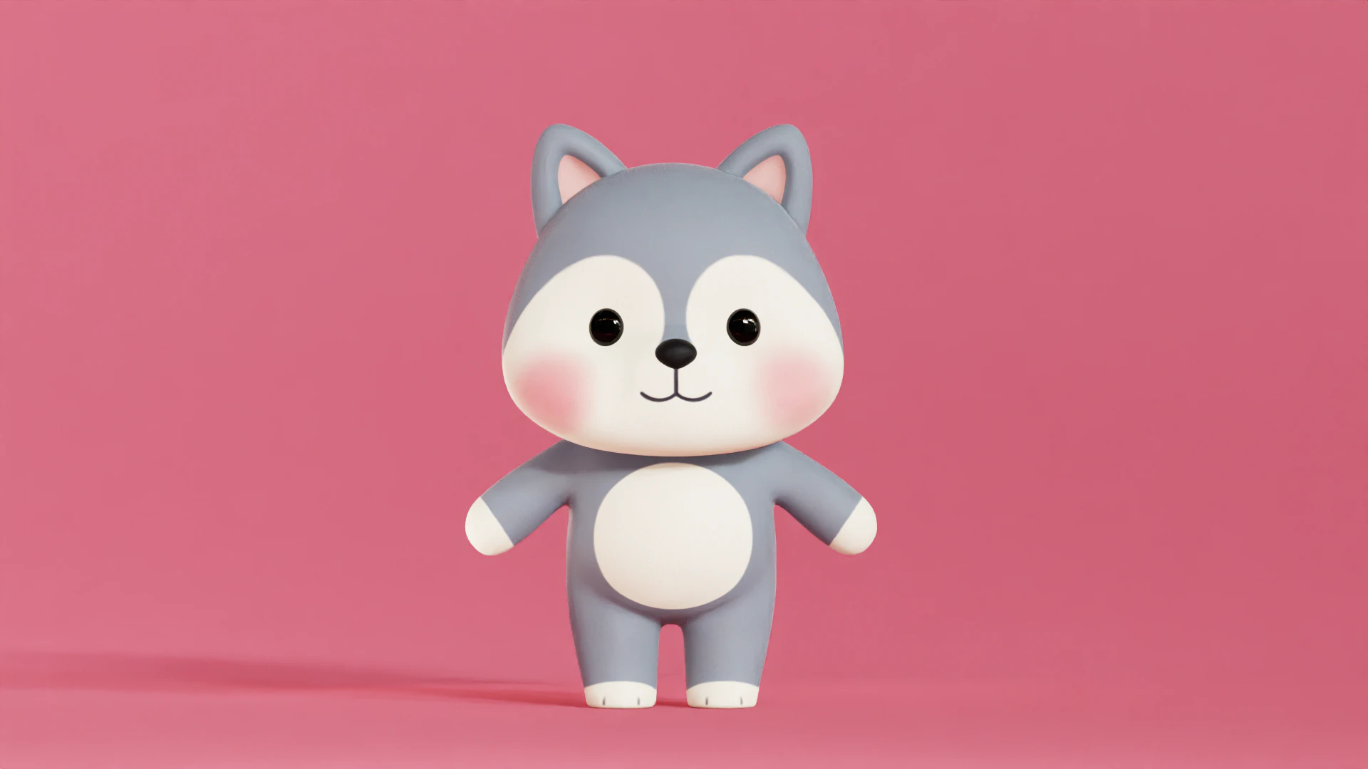 Вовк мультиплікаційний персонаж Чібі Каваї 3D Модель .c4d .max .obj .3ds .fbx .stl .blend 