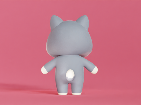 Wolf Cartoon Character Chibi Kawaii 3D Model