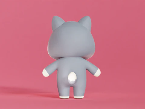 Вовк мультиплікаційний персонаж Чібі Каваї 3D Модель