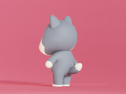 Wolf Cartoon Character Chibi Kawaii 3D Model