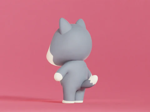 Вовк мультиплікаційний персонаж Чібі Каваї 3D Модель