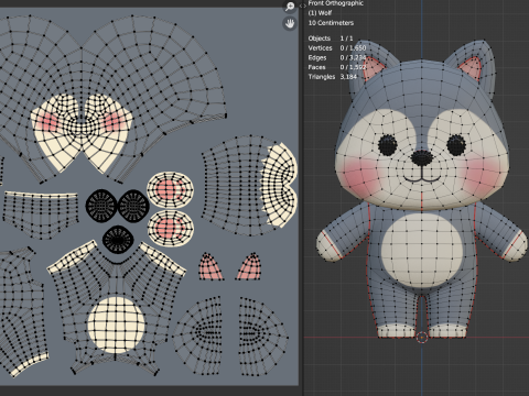 Wolf Cartoon Character Chibi Kawaii 3D Model