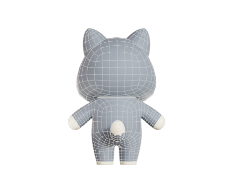 Wolf Cartoon Character Chibi Kawaii 3D Model