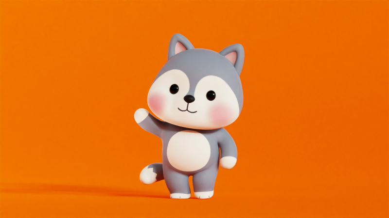 Wolf Character Cartoon Chibi Kawaii Rigged Animated 3D मॉडल .c4d .max .obj .3ds .fbx .stl .blend