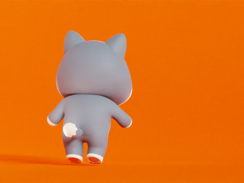 늑대 캐릭터 만화 꼬마 가와이 Rigged 애니메이션 3D 모델