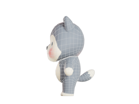 늑대 캐릭터 만화 꼬마 가와이 Rigged 애니메이션 3D 모델