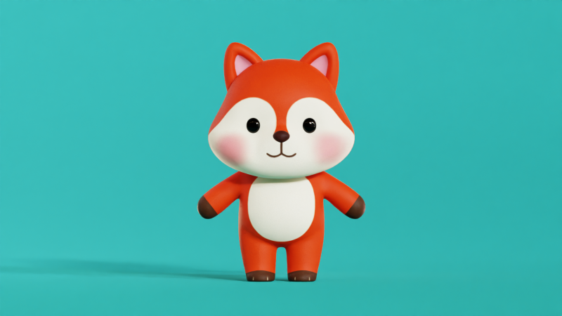 Fox Cartoon Character Chibi Kawaii 3D Модель .c4d .max .obj .3ds .fbx .stl .blend