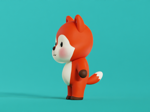 Fox Cartoon Character Chibi Kawaii 3D Модель