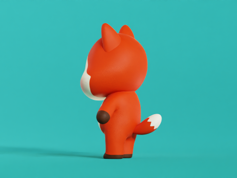 Fox Cartoon Character Chibi Kawaii 3D Модель