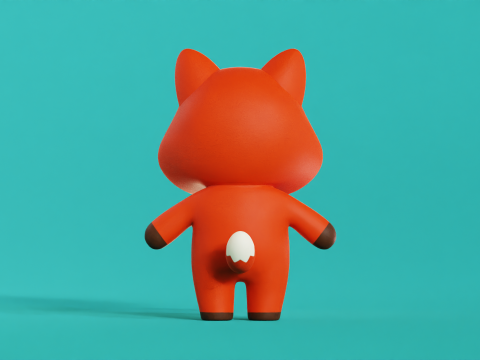 Fox Cartoon Character Chibi Kawaii 3D Модель