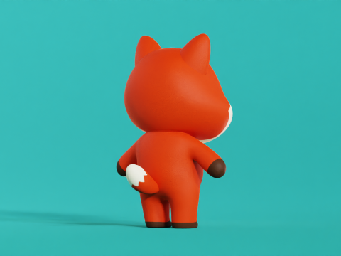 Fox Cartoon Character Chibi Kawaii 3D Модель
