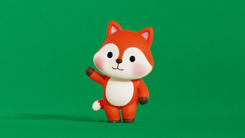 Fox Character Cartoon Chibi Kawaii Rigged Animated 3D Модель .c4d .max .obj .3ds .fbx .stl .blend