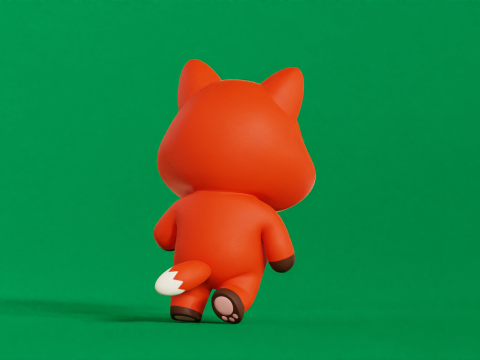 Fox Character Cartoon Chibi Kawaii Rigged Animated 3D Модель