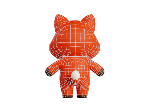 Fox Character Cartoon Chibi Kawaii Rigged Animated 3D Модель