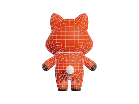 Desenho de personagem Fox Chibi Kawaii Rigged animado Modelo 3D