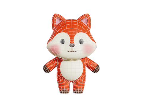 Fox Character Cartoon Chibi Kawaii Rigged Animated 3D Модель