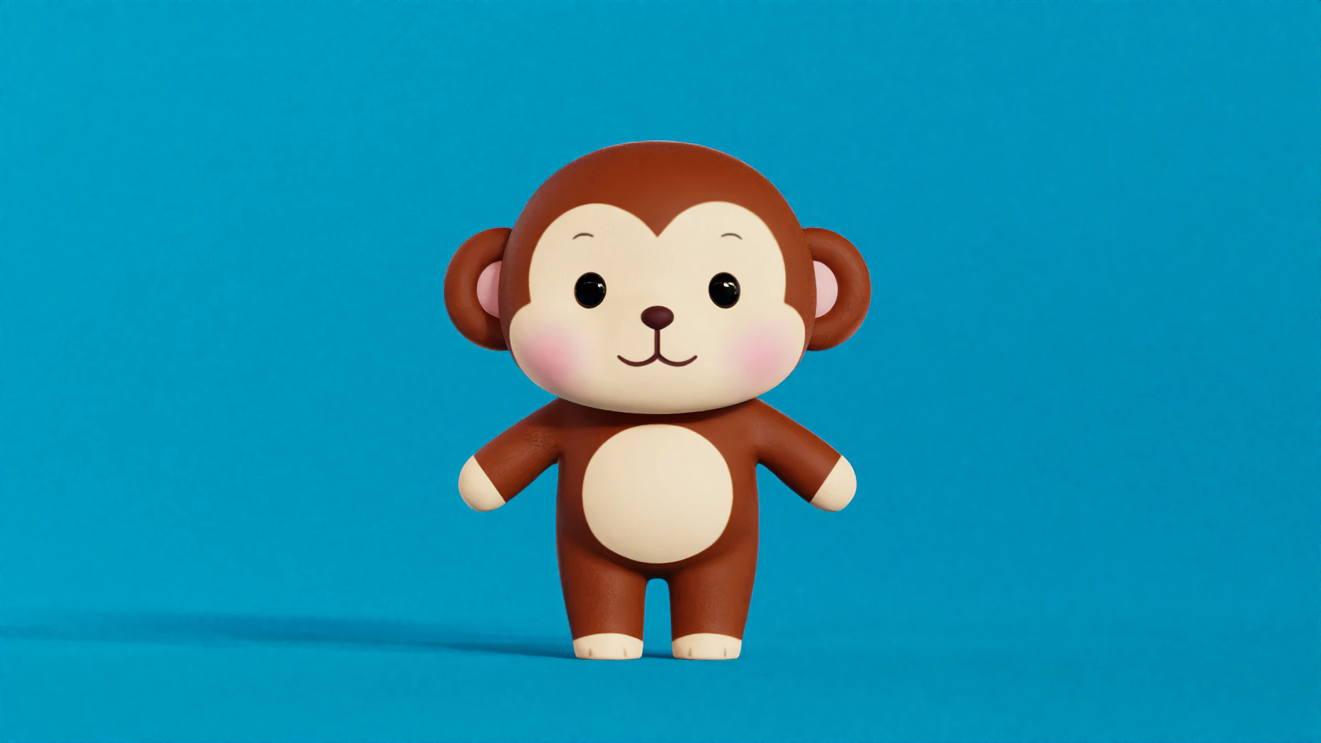 Monkey Cartoon Character Chibi Kawaii 3D Model .c4d .max .obj .3ds .fbx .stl .blend