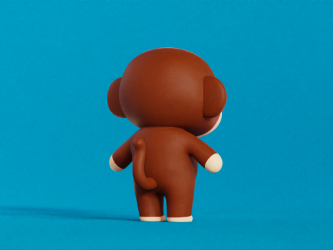Monkey Cartoon Character Chibi Kawaii 3Dモデル