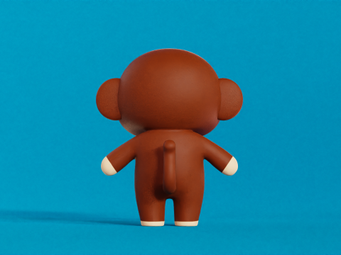 Monkey Cartoon Character Chibi Kawaii 3Dモデル