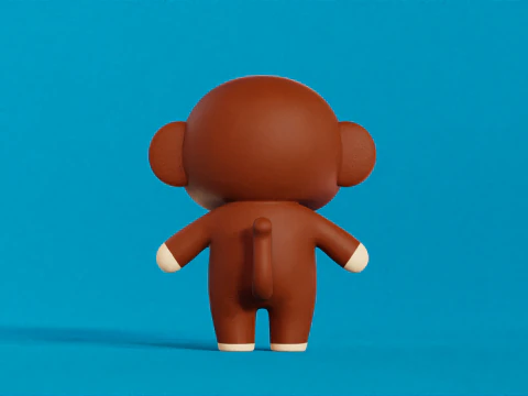 Monkey Cartoon Character Chibi Kawaii 3D Model