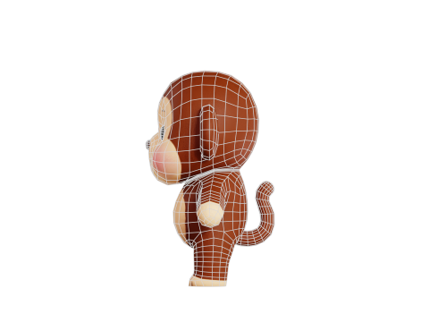 Monkey Cartoon Character Chibi Kawaii 3Dモデル