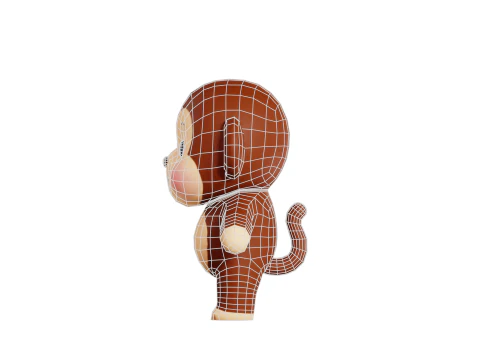 Monkey Cartoon Character Chibi Kawaii 3D Model