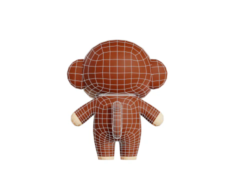 Monkey Cartoon Character Chibi Kawaii 3D Model