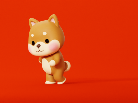 漫画犬柴ちびかわいいキャラクターがアニメーション化されました 3Dモデル