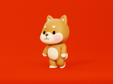 漫画犬柴ちびかわいいキャラクターがアニメーション化されました 3Dモデル