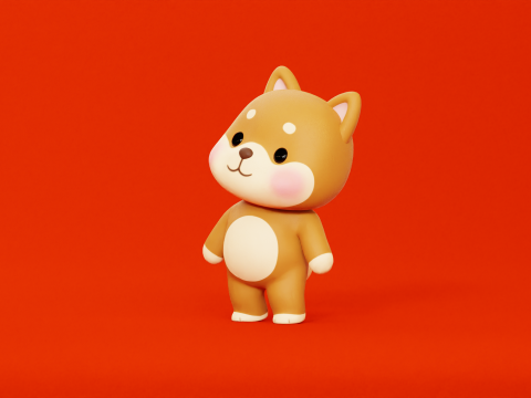 漫画犬柴ちびかわいいキャラクターがアニメーション化されました 3Dモデル