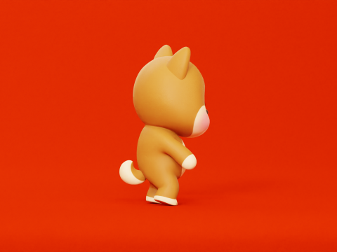 漫画犬柴ちびかわいいキャラクターがアニメーション化されました 3Dモデル