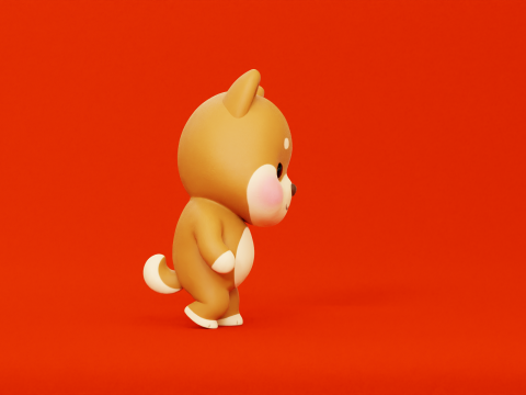 漫画犬柴ちびかわいいキャラクターがアニメーション化されました 3Dモデル