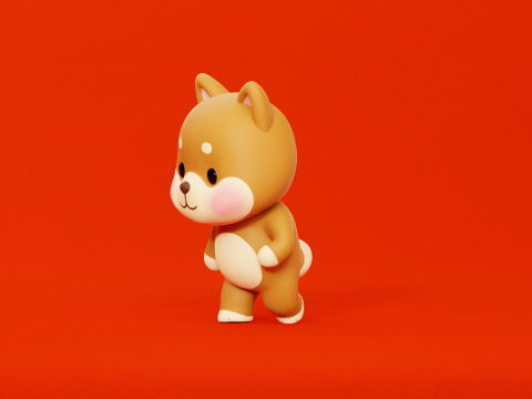 漫画犬柴ちびかわいいキャラクターがアニメーション化されました 3Dモデル