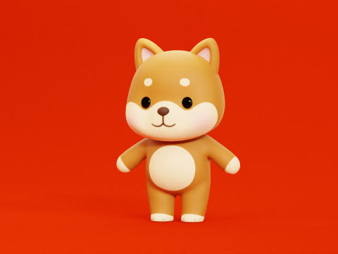 漫画犬柴ちびかわいいキャラクターがアニメーション化されました 3Dモデル