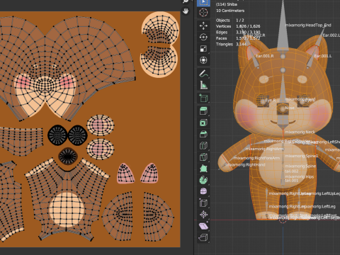 漫画犬柴ちびかわいいキャラクターがアニメーション化されました 3Dモデル