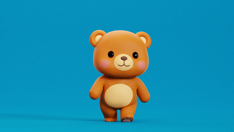 Caricatura Oso Chibi Kawaii Personaje Rigged Animado Modelo 3D .c4d .max .obj .3ds .fbx .stl .blend