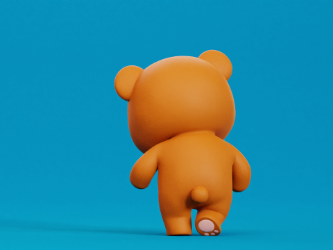 Caricatura Oso Chibi Kawaii Personaje Rigged Animado Modelo 3D