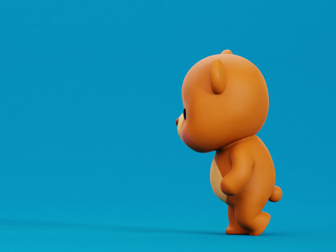 Caricatura Oso Chibi Kawaii Personaje Rigged Animado Modelo 3D