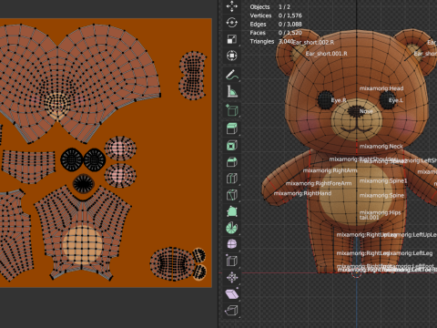 Caricatura Oso Chibi Kawaii Personaje Rigged Animado Modelo 3D