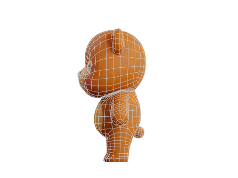 Caricatura Oso Chibi Kawaii Personaje Rigged Animado Modelo 3D