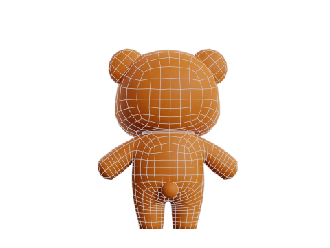 Caricatura Oso Chibi Kawaii Personaje Rigged Animado Modelo 3D