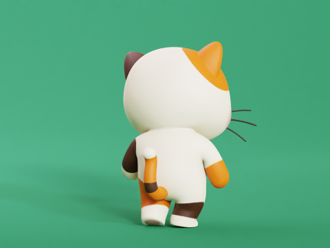 Çizgi Film Kedi Chibi Kawaii Karakteri Armalı Animasyonlu 3D Model